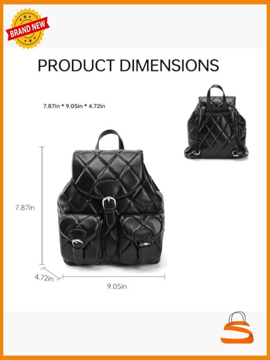 Quilted Mini Backpack, Vegan Leather Convertible Shoulder Bag, Trendy Daypack main image 4